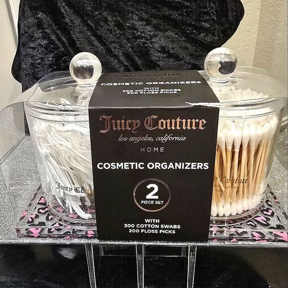 Juicy Couture Home Leopord Hearts Acrylic Cosmetic Organizers 2-PC Set - Picture 4 of 8
